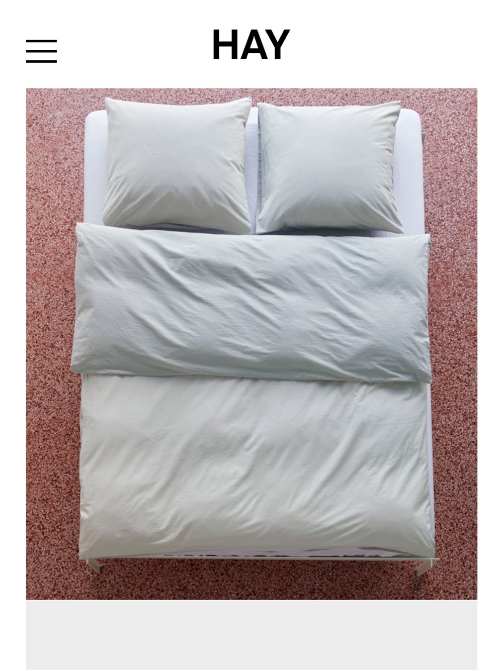 HAY Cotton Duvet Cover Set in Light Gray
